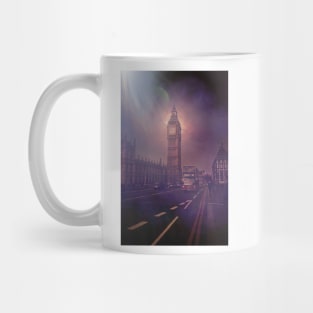 London Big Ben Night With Red Bus Mug